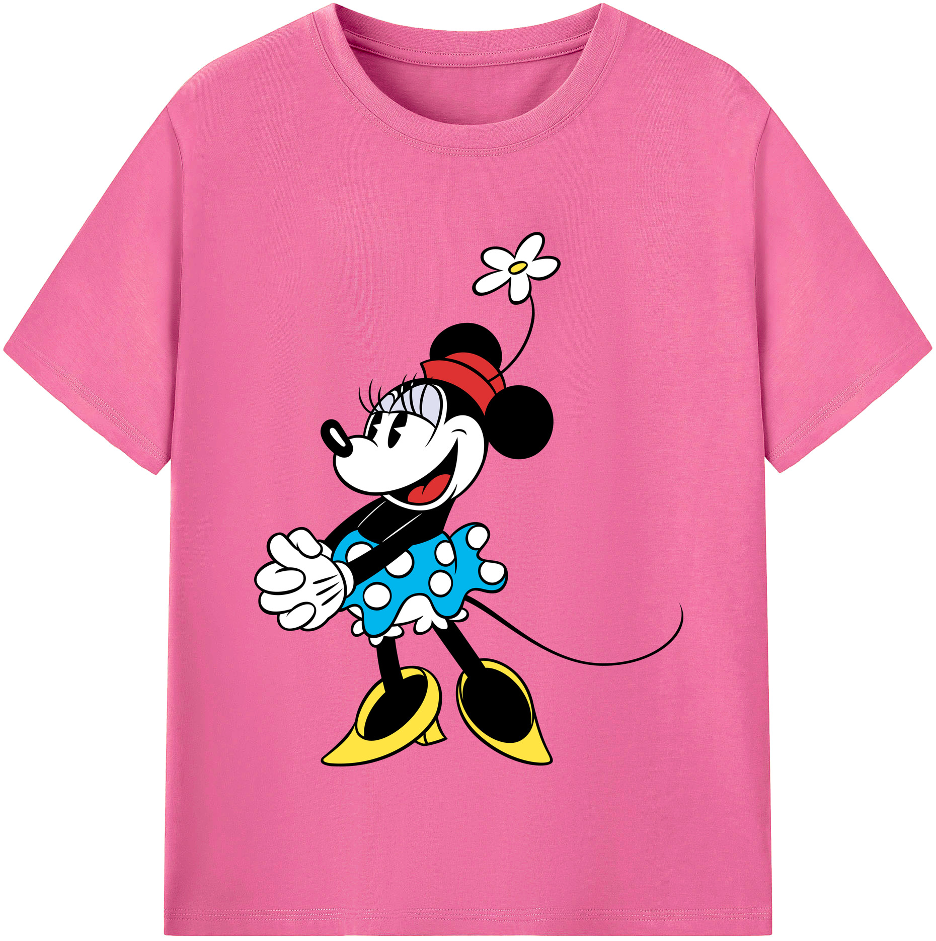（画像用） ミッキーマウス Mickey Mouse レディースカジュアルプリントTシャツ（綿100％）